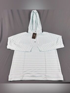 Swannies Golf Hoodie Dalton Striped XL Blue Haze Cotton Polyester NWT MSRP $119
